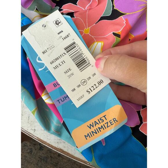 Swim Solutions Women's Multi Off-The-Shoulder Ruffled Swimsuit Size 20W - Picture 8 of 9